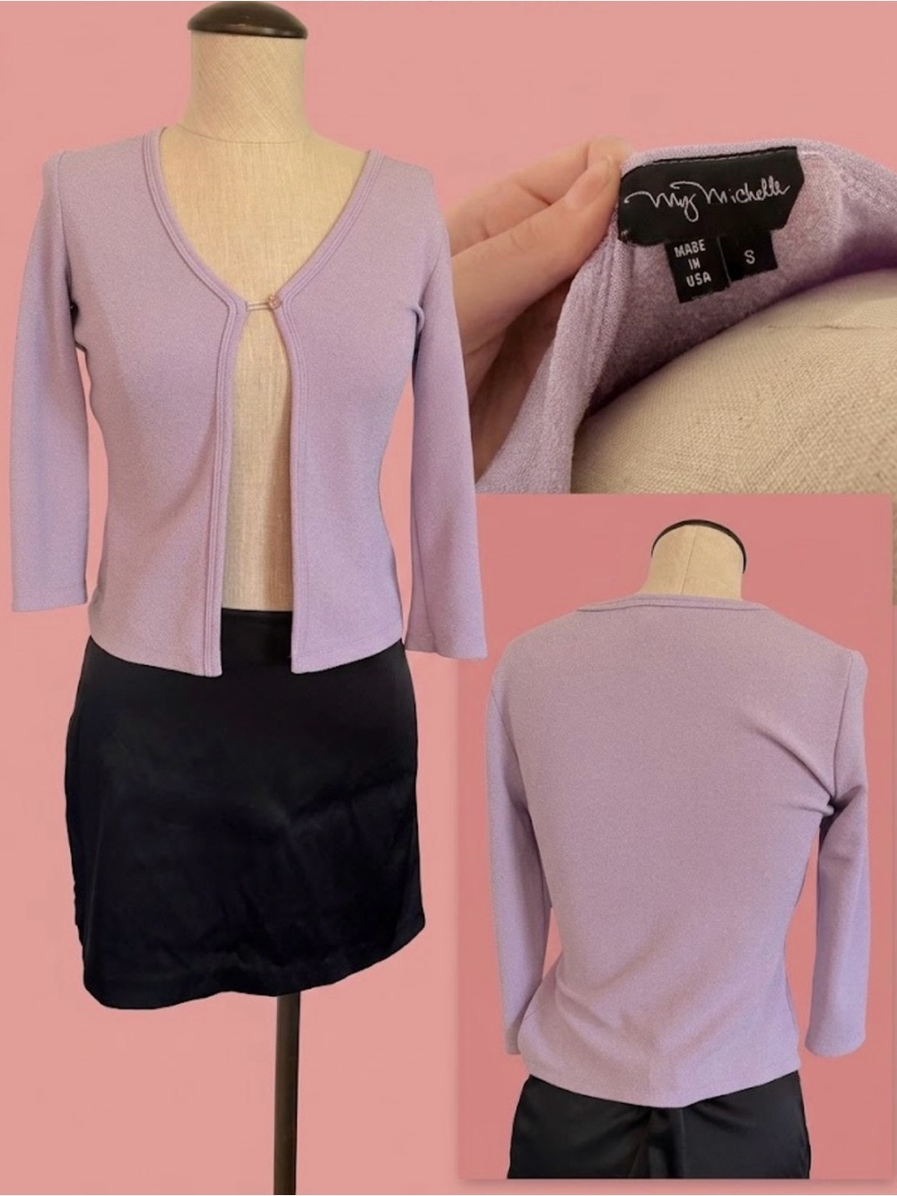 My Michelle Lavender Cropped Cardigan - Single Hook Front